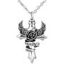 CoolJewelry Urn Necklace for Ashes Angel Wing Always in My Heart Cremation Memorial Pendant Flower Keepsake Stainless Steel Jewelry
