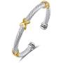 UNY Bracelet Designer Brand Inspired Antique Women Jewelry Cross Cable Wire Bangle Christmas Day Gifts (Triple No Stone)
