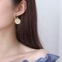 Gold Circle Round Disc Drop Earrings Small Cute Coin Dangle Hoop Earrings for Women Minimalist Jewelry for Girls