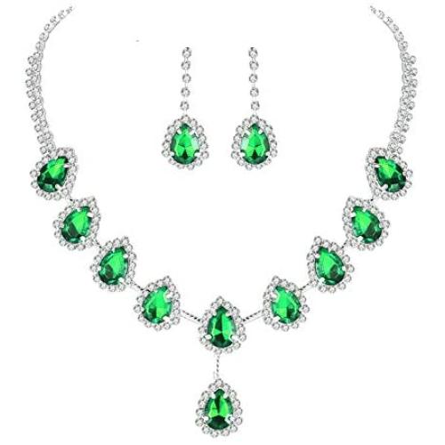 UDORA Evening Party Jewelry Blue Necklace Earrings Jewelry Set