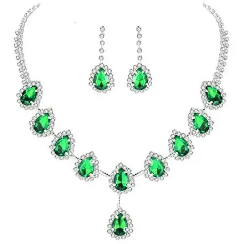 UDORA Evening Party Jewelry Blue Necklace Earrings Jewelry Set