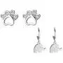 2Pairs Shiny Cute Dog Cat Pet Paw Elephant Wing Shaped Rhinestone Earring Glitter Crystal Animal Shapes Dangle Earring Hypoallergenic Elegant All-day Wear Jewelry Set for Women Girls
