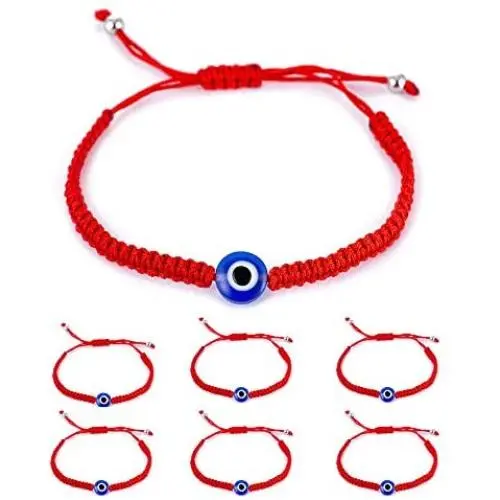 kelistom 6 Pieces Evil Eye/Hamsa Hand Kabbalah String Bracelets for Women Men Boys Girls, Handmade Red Black Blue Braided String Bracelets, Amulet Bracelet for Protection and Good Luck kelistom 6 Pieces Evil Eye/Hamsa Hand Kabbalah String Bracelets for Women Men Boys Girls, Handmade Red Black Blue Braided String Bracelets, Amulet Bracelet for Protection and Good Luck
