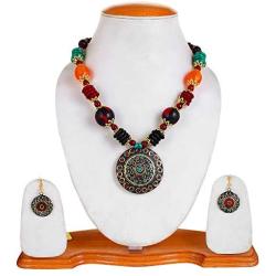 YouBella Jewellery Bollywood Ethnic Tribal Beads Traditional Indian Necklace Set with Earrings for Women