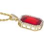 3 pcs Yellow Gold Plated Hip Hop Mens Ruby Octagon Pendant Necklace - 3mm 24'' Rope Chain Jewelry - Red,Black,Blue 3pcs By Cy-trendy