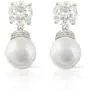 JanKuo Jewelry Rhodium Plated Cubic Zirconia Simulated Pearl Dangle Earrings JanKuo Jewelry Rhodium Plated Cubic Zirconia Simulated Pearl Dangle Earrings