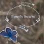 MONGAS Butterfly Charm Bracelet 925 Sterling Silver with CZ Adjustable Link Chain Jewelry for Women