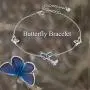 MONGAS Butterfly Charm Bracelet 925 Sterling Silver with CZ Adjustable Link Chain Jewelry for Women