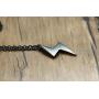 PJ Jewelry Stainless Steel Lightning Bolt Pendant Lightning Flash Thunder Necklace for Men,20'' Chain