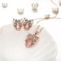 IrbingNii Women Jewelry Sets Jewelry for Women 14k Rose Gold Pendant Necklace Earrings Necklace Ear Studs Jewelry Sets for Women