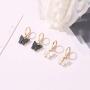 FUTIMELY Butterfly Hoop Earring Pendant Necklace,Acrylic Animal Butterfly Necklace Huggie Drop Earrings Set,Simple Charm Colour Suit for Women Teens Girls