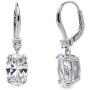 BERRICLE Rhodium Plated Sterling Silver Oval Cut Cubic Zirconia CZ Solitaire Leverback Anniversary Fashion Dangle Drop Earrings