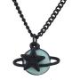 Lux Accessories Enamel Planet Saturn Star BFF Best Friend Necklaces (2pcs)