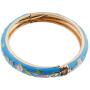UJOY Cloisonne Bracelet Openable Hinge Gold Cuff Enamel Flower Blue Bangle Jewelry Gift for Women 55A86