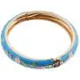 UJOY Cloisonne Bracelet Openable Hinge Gold Cuff Enamel Flower Blue Bangle Jewelry Gift for Women 55A86