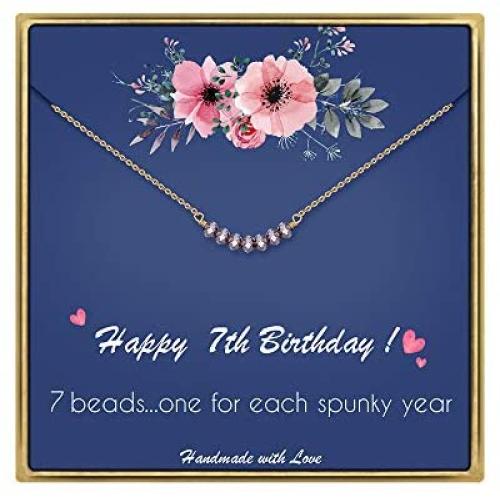 IEFLIFE Birthday Gifts for Women Girls - Crystal Beads Necklace Happy Birthday Necklaces Beaded Bar Necklace 12th 13th 14th 15th Sweet 16 17th 18th 19th 20th 21st 25th Birthday Gifts