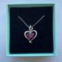 Heart Pendant Necklace - New Heart and Flame Design with Crystals from Swarovski - Womens and Girls Jewelry - Fuchsia Colored Crystal Heart Shaped Pendant Necklace