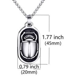 Elfasio Scarab Eye of Horus Egypt Necklace for Men Stainless Steel Both Sided Ancient Egyptian Symbol Protection Pendant Chain Set 18-30 inch