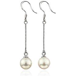 Injoy Jewelry Elegant Dangling Faux Pearl Long Drop Earrings Hypoallergenic for Womens Girls