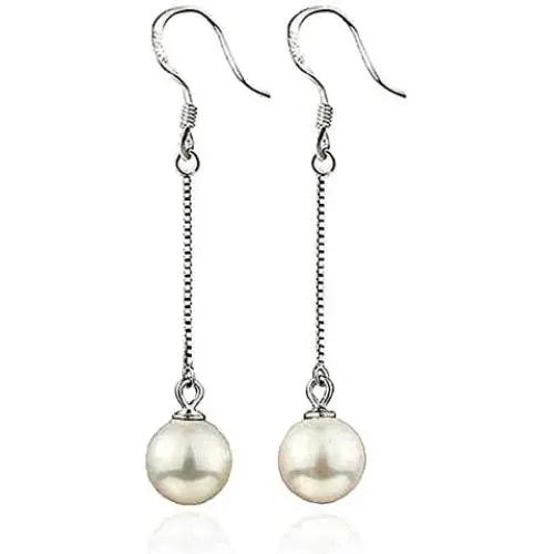 Injoy Jewelry Elegant Dangling Faux Pearl Long Drop Earrings Hypoallergenic for Womens Girls