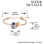 AOBOCO Sterling Silver Blue Purple Rose Flower Heart Bangle Bracelet Embellished with Crystals from Austria, Fine Anniversary Birthday Rose Flower Jewelry Gifts for Wife Girlfriend Daughter Mom