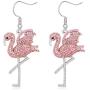 MANZHEN Pink Rhinestone Flamingo Bird Dangle Earrings