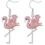 MANZHEN Pink Rhinestone Flamingo Bird Dangle Earrings MANZHEN Pink Rhinestone Flamingo Bird Dangle Earrings