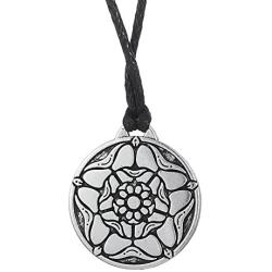 Vintage Tudor Rose Symbol British Royal Pendant Necklace Jewelry