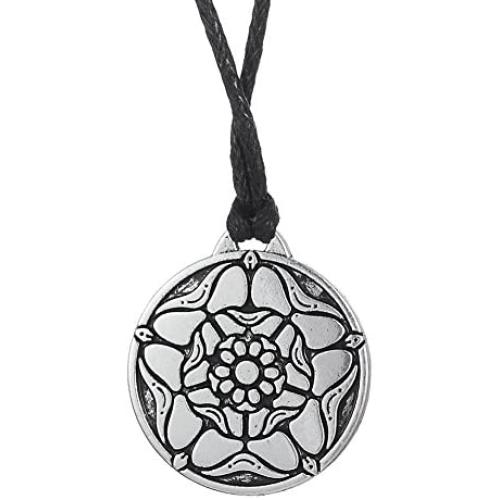 Vintage Tudor Rose Symbol British Royal Pendant Necklace Jewelry