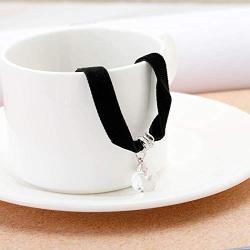 Simsly Punk Choker Necklace Black Crystal Pendant Necklaces Chain Jewelry for women and Girls