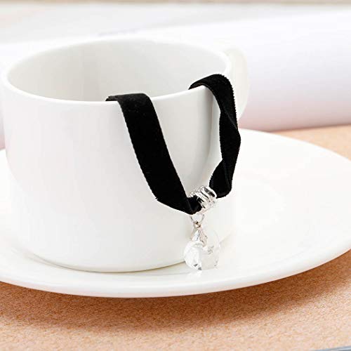 Simsly Punk Choker Necklace Black Crystal Pendant Necklaces Chain Jewelry for women and Girls