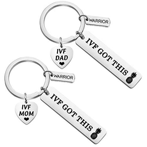 CENWA IVF Got This Mom/Dad Keychain Set Infertility Gift IVF IUI Gift Lucky Fertility Jewelry IVF Encouragement Gift