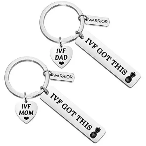 CENWA IVF Got This Mom/Dad Keychain Set Infertility Gift IVF IUI Gift Lucky Fertility Jewelry IVF Encouragement Gift