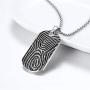 U7 Unique Fingerprint Pattern Dog Tags Necklace Men Vintage Enamel Finger Mark Charm Pendant, Customizable