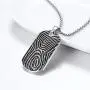 U7 Unique Fingerprint Pattern Dog Tags Necklace Men Vintage Enamel Finger Mark Charm Pendant, Customizable