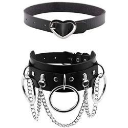 Xjoyous PU Leather Choker Collar Necklace, Vintage Gothic Punk Rock Rivet Necklace for Women and Girls Accessory