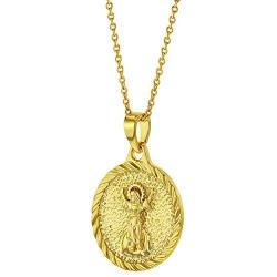 In Season Jewelry 18k Gold Plated Religious Divine Child Jesus Medal Protection Pendant Kids 16''