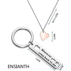 ENSIANTH Boyfriend Gift Wherever You Go Come Back to Me Keychain Moving Away Gift Couples Jewelry College Graduation Gift