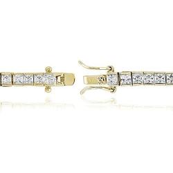 GemStar USA Cubic Zirconia Princess-Cut Channel Set Fashion Tennis Bracelet