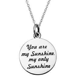 Sterling Silver BFF Necklace Engraved Inspirational Message You Are My Sunshine My only Sunshine Pendant Jewelry Gift For Women