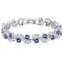 Feraco Blue Tennis Cubic Zirconia Bracelet for Mom Daughter Womens Classic 14K Plated Sapphire Bangle Crystal Jewelry Gifts
