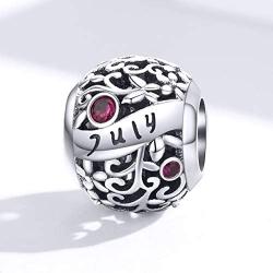 Birthstone Charm 925 Sterling Silver Birthday Charm Love Charm Aniversary Charm for Pandora Charm Bracelet