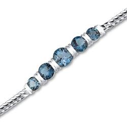 London Blue Topaz Bracelet Sterling Silver 5.00 Carats 5 Stone Design