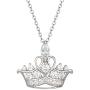Disney Princess Tiara Sterling Silver Cubic Zirconia Jeweled Crown Necklace 18''