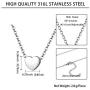 Hipunk Tiny Small Necklace Womenm 316L Stainless Steel Minimalist Dainty Music/Heart/Triangle/Pentagon/Hexagon Pendant Polished Birthday Jewelry