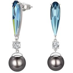 Kemstone Silver Plated Diamond and Pearl Dangle Earrings