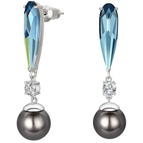 Kemstone Silver Plated Diamond and Pearl Dangle Earrings Kemstone Silver Plated Diamond and Pearl Dangle Earrings