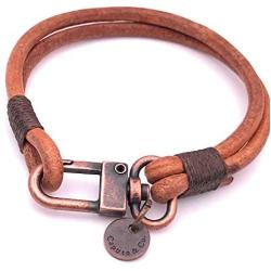 Mens Wide Craftman Leather Bracelet Handcrafted in USA - Light Brown