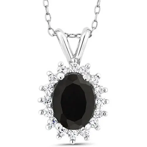 Gem Stone King 925 Sterling Silver Oval Black Onyx Pendant Necklace For Women (1.49 Cttw With 18 Inch Chain) Gem Stone King 925 Sterling Silver Oval Black Onyx Pendant Necklace For Women (1.49 Cttw With 18 Inch Chain)