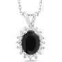 Gem Stone King 925 Sterling Silver Oval Black Onyx Pendant Necklace For Women (1.49 Cttw With 18 Inch Chain)